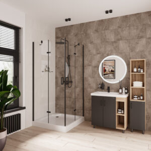 Душевое ограждение Niagara NG-6813-08 BLACK (90*90*190) квадрат, две двери распашные