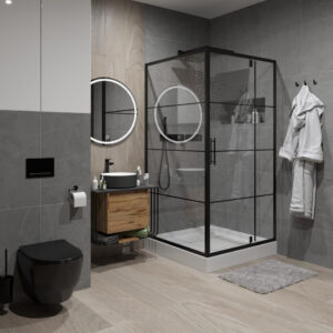 Душевое ограждение Niagara NG-0280-08 BLACK (800х800х1950) квадрат, дверь распашная