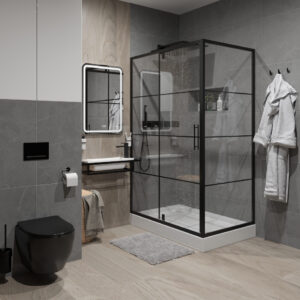Душевое ограждение Niagara NG-0220-08 BLACK (1200х800х1950) прямоугольник, дверь распашная
