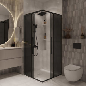 Душевое ограждение Niagara NG-2822-34BLACK (80*80*195) квадрат, раздвижная, черный матовый, стекл тонирован,1 м