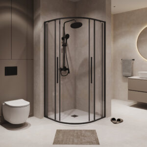 Душевое ограждение Niagara NG-6825-34BLACK (80*80*195) полукруг, раздвижная, черный матов, стекло прозрач, 1 ме