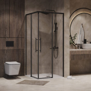Душевое ограждение Niagara NG-6829-34BLACK (90*90*195) квадрат, раздвижная, черный матовый, стекло прозрачн,1ме