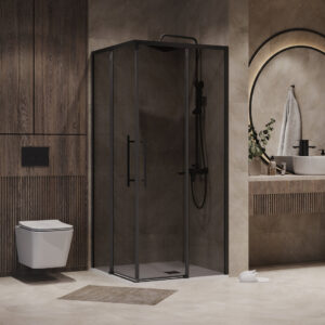 Душевое ограждение Niagara NG-2830-34BLACK (100*100*195) квадрат, раздвижная, черный матовый, стекло тониров,1м