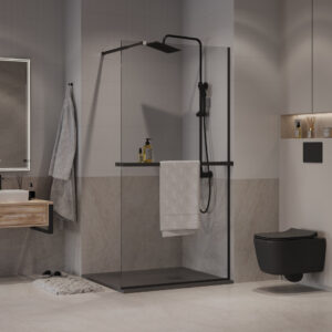 Душевая перегородка Niagara NG-670-90ВLACK (90*195) черный матовый, стекло прозрачное