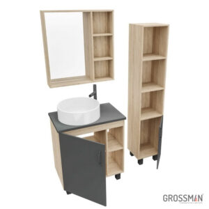 Комплект напольной мебели для ванной Grossman ФЛАЙ-70 серый (столешница)
