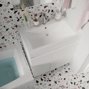 Тумба Cube 75Н 2в.я 1д Белый глянец