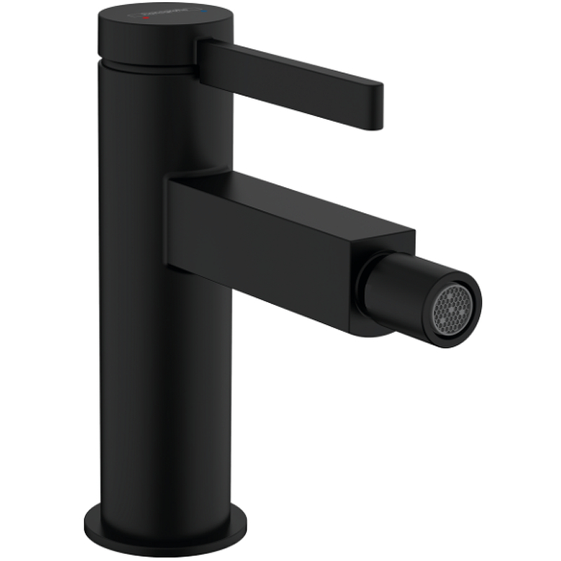 Смеситель для биде Hansgrohe Finoris со сливным гарнитуром, керамический картридж, черный матовый (76200670)
