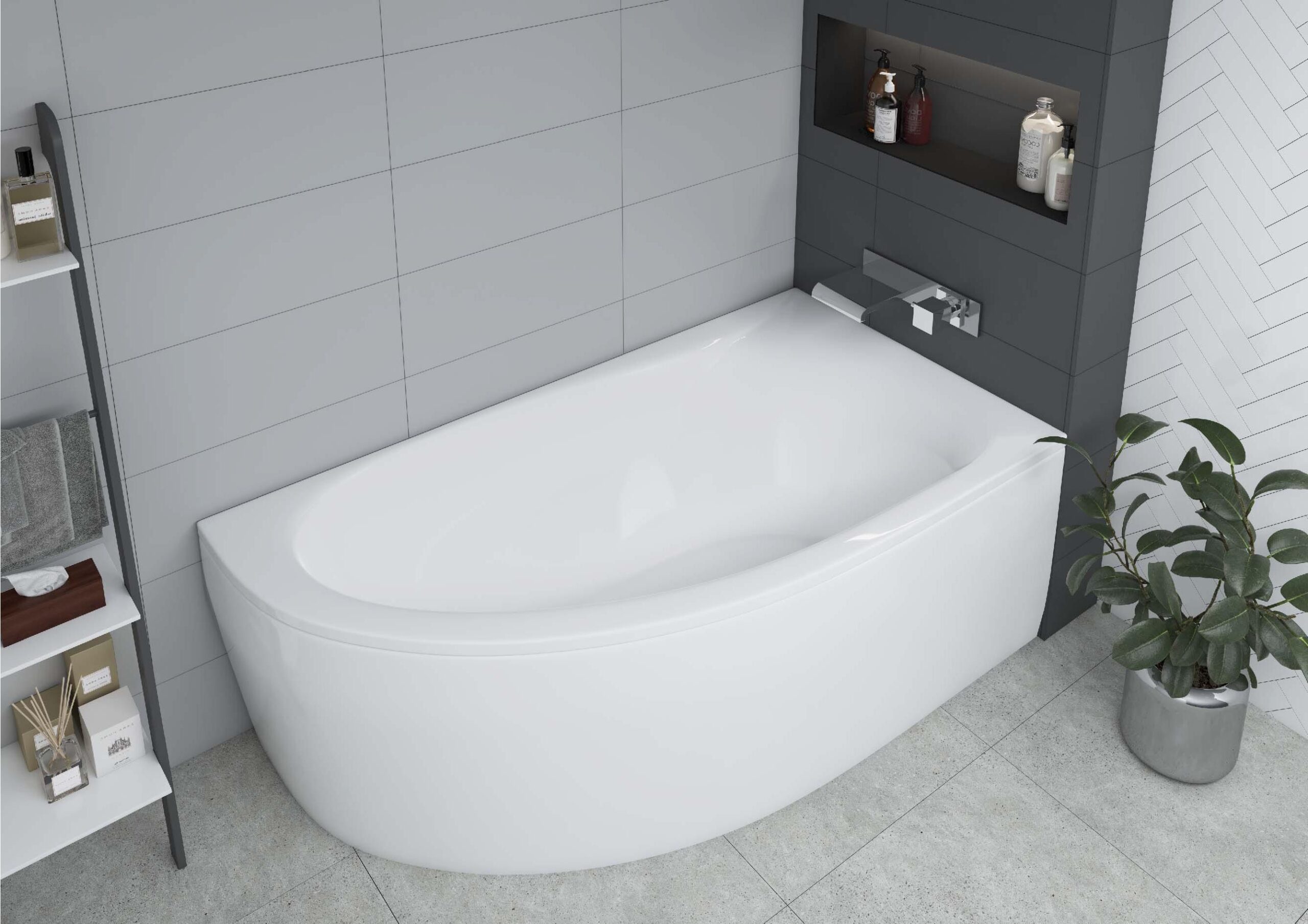 Акриловая асимметричная угловая ванна Aquatek Eco-Friendly Дива 150х90 без фронтального экрана, без гидромассажа, без опоры(каркаса), правая — изображение 5