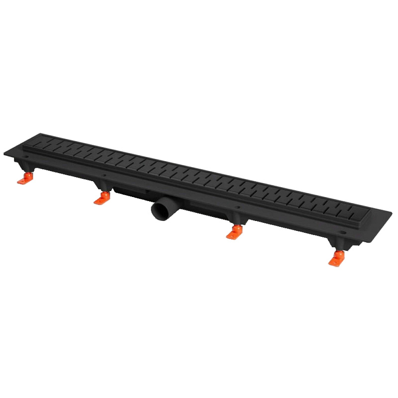 Душевой лоток AZARIO D40 Medium 650 мм, боковой слив, пластиковый, перфорированная решетка, черный (AZ-CH 650 MC)