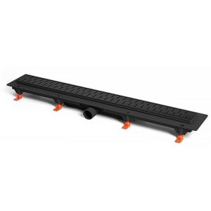 Душевой лоток AZARIO D50 Medium 650 мм, боковой слив, пластиковый, перфорированная решетка, черный (AZ-CH 650/50 MC)