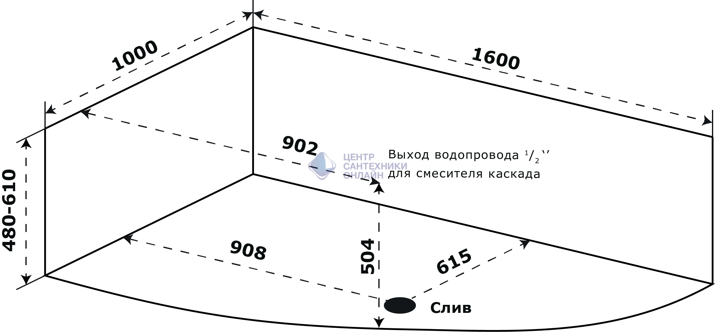 Ванна акриловая Azario Микона 160х100 левая — изображение 3