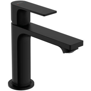 Смеситель для раковины Hansgrohe Rebris E со сливным гарнитуром, керамический картридж, черный матовый (72557670)